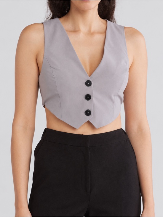ASOS Tops - ASOS DESIGN Tailored Cropped Vest Top Light Gray 4 NWT